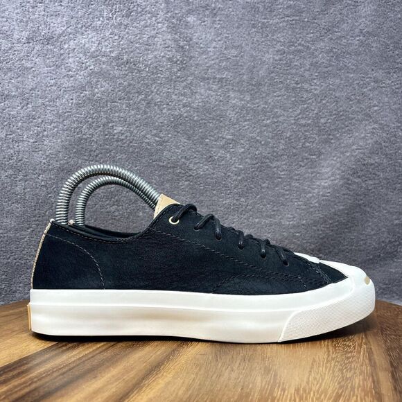 Converse Jack Purcell Shoes Women's 6.5 Slip On Sneaker Black Leather Suede Low - Picture 1 of 9
